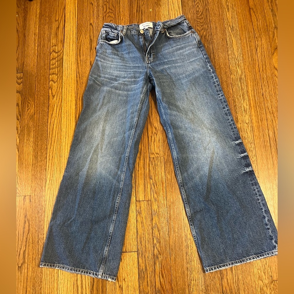 Reformation Women's Blue Wide Leg Jeans